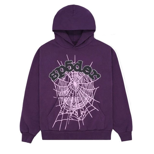 Spider Web Print Gothic Punk Hoodie-Purple Spider Web Print Gothic Punk Hoodie-Purple