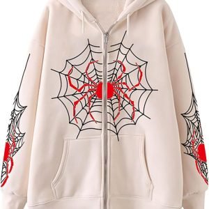 Spider Web Graphics Pullover Hoodie
